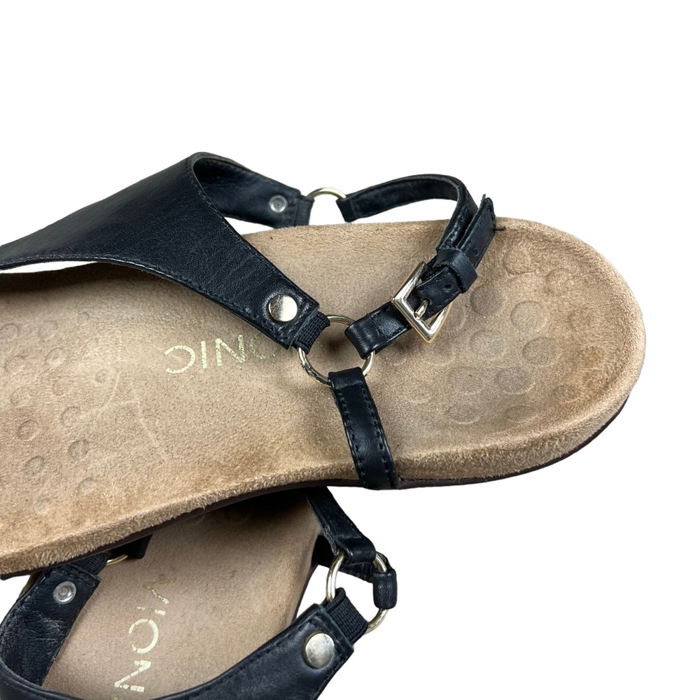 Vionic black leather T strap‎ women’s sandals SZ 9.5 - Picture 3 of 6